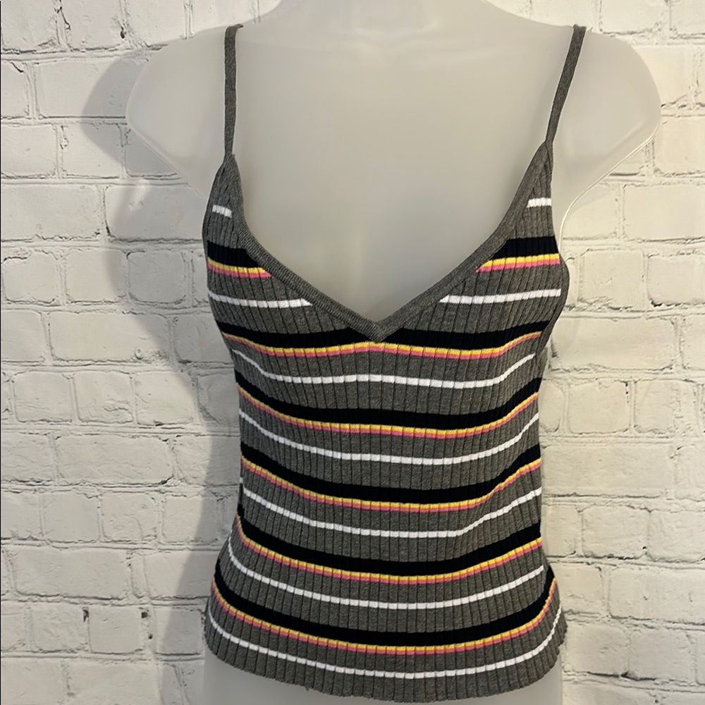 Kendall & Kylie Striped Multicolor Ribbed Women's Top